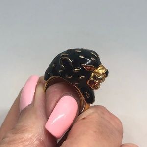D'Orlan Rare Enameled Leopard Ring